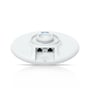 Ubiquiti UniFi Device Bridge Pro set fra bagsiden med monteringsgevind, justeringsring og to Ethernet-porte.