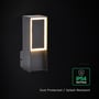 V-TAC LED-væglampe med lysende ramme og grafik, der fremhæver lampens IP54-klassifikation.