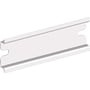 Enkel Schneider Electric DIN-skinne 35x7,5mm, vist i hvid finish, fremhæver dens form og monteringshuller.