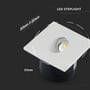 Illustration af dimensionerne 80x80 mm og 51 mm dybde for V-TAC indbygningsbelysning.