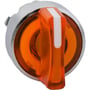 Schneider Electric Harmony XB4 drejegreb med lys, Ø22 mm i metal, orange med hvid stribe, 3 positioner.