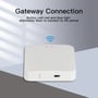 Bluetooth gateway hub med et trådløst symbol over sig og tekst om tilslutning til en telefon.