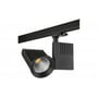SG Armaturen Zip Pro 40W 3-faset LED-spotlight i sort aluminium monteret på sort skinne med hvidt lysudfald.