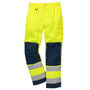 Detalje af Kansas HI VIS Bukser KL2 2001 i gul og marineblå, str. C48, med knælomme og D-ring foran på venstre ben.