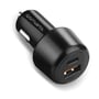 Nærbillede af 4smarts VoltRoad Ultimate bilopladerens front med USB-C og USB-A porte.