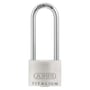 ABUS Titalium hængelås 64TI/40 med høj bøjle, fremhæver 'NANO PROTECT' teksten på buen.