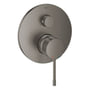 Grohe Essence forplade til 3-vejs badekar i hard graphite finish med to greb og diskret temperaturmarkering.