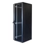 Totens 19" System G rackskab i sort, 42U, 600x1200mm, viser frontdøren med perforering og sidepanelet.