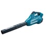 Makita DUB362Z løvblæser i blå og sort, set skråt fra siden med langt blæserør og håndtag.
