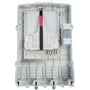 CommScope BUDI-S-T-A fiberfordeler med FIST UMS og patchpanel, set forfra med tomt nederste kabelfelt.