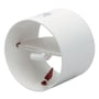 White Fresh storm flap 98 IP seen from the inside, showing the adjustable flap mechanism and suitable for Fresh 98/102mm module pipes.