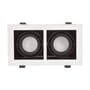 SpectrumLED Modern Day mini GU10 dobbelt indbygningsspot med hvid ramme set lige forfra med tomme fatninger.