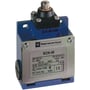Schneider Electric XCK-M endestop med stempelhoved og M-gevind, lavet af metal med 1 NO og 1 NC kontakter. Den har M20 kabelindgange.
