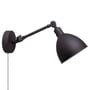 By Rydéns Bazar Mini væglampe i matsandsort metal med justerbar arm og lampehoved, klar ledning tilsluttet.