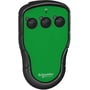 Detalje af Schneider Electric pocket senderens top med tre nummererede trykknapper og batteriindikator.