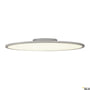 SLV PANEL 60 DALI loftlampe, rund og grå med 4000K lys, vist fra siden med tændt LED-lys.