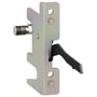 3D-gengivelse af Schneider Electric udløser til PLUG-IN NSX100-250 i metal med sort arm på hvid baggrund.