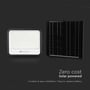 V-TAC 400W LED projektør og solpanel fremhævet som 'Zero cost Solar powered' på mørk baggrund.