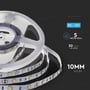 V-TAC LED strip rulle med information om DC 12V, 5 meter længde, 30 LED per meter.