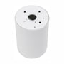 SpectrumLED Chloe Mini P20 rund downlight set oppefra med hvid monteringsplade og synlige skruehuller.