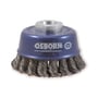 Osborn Pro Superior kopstålbørste med 0,35mm ståltråd og M14 gevind til vinkelsliber. Diameter 65 mm.