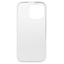 Transparent TPU-cover til iPhone 16 Pro set bagfra med kameraudskæring øverst til højre.