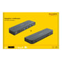 Emballage til Delock DisplayPort 1.4 KVM switch, viser produktet og dets funktioner på en gul baggrund.