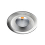 SG Armaturen Uniled Isosafe Airtight LED downlight i børstet stål med 7W, 2700K og 42° lysspredning, vist med fronten opad.