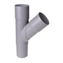 Plastmo grenrør Ø110x110mm i grå plast med en 60° vinkel isoleret på hvid baggrund.