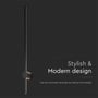 V-TAC LED væglampe præsenteret med teksten 'Stylish & Modern design', og indikation af lodret eller vandret montering.
