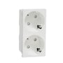 Schneider Electric Unica dobbelt Schuko stikkontaktindsats i hvid blank finish, med skrueløse klemmer og 2P+E tilslutning.