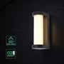 V-TAC LED-væglampe vist med grafik om 360 graders lysspredning og to års garanti.