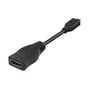 Deltaco HDMI til micro HDMI-adapter på 0,1 meter i sort, set skråt forfra med HDMI-stikket tydeligt synligt.