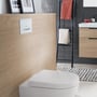 Villeroy & Boch 9221 Viconnect E300 vægtryk monteret på en træbeklædt væg ved siden af et toilet.