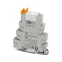 Phoenix Contact PLC-RSC relæmodul med 24V DC indgangsspænding og 2 CO kontakter, vist på hvid baggrund med monteringsskinne.