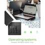 Illustration af ICY BOX-dockingstationen med åbent låg og SSD'er samt grafik om understøttede styresystemer.
