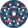 Bosch sliberondel FOIL O 780 med korn 320 og en diameter på 125 mm, vist på hvid baggrund.