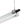 Philips CoreLine Tubular WT210C LED-industriarmatur set skråt fra enden med kabeltilslutning og ophængskæde.