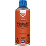 Rocol Foodlube Chainspray 400ml dåse med blå hætte, mærket med fødevaregodkendelser og instruktioner.