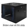 Toten System Z 19-tommers vægskab set skråt forfra med sort glasdør, lås og ventilationsåbninger.