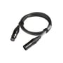 Omsluttet sort professionelt XLR-lydkabel på 1.5 meter, med velcrobånd, viser hun- og hanstik.
