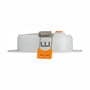 SpectrumLED-indbygningsspot set fra siden med fjederclips til montering, rund og hvid med IP54.