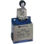 Schneider Electric XCK-M endestop med metalhus, 3 M20 kabelindgange og drejehoved med kort arm samt rulle.
