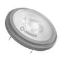 Oversigtsbillede af Ledvance LED AR111 G53 lampe med stiftsokkel, der viser dens runde form og 110,7 mm diameter.