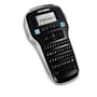 DYMO LabelManager 160 labelprinter set skråt forfra med sort tastatur, grå kanter og display.