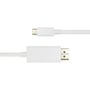 Deltaco USB-C til DisplayPort-kabel ses vandret med USB-C-stikket øverst og DisplayPort-stikket nederst.
