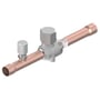 Danfoss GBC 12s H kugleventil med 1/2" kobberrør og sølvfarvet greb til R744 kølemiddel.