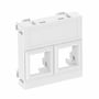 OBO Bettermann dataudtag type LE plan til 2x Actassi S1 Modular Jack, hvid, med klik-fastgørelsessystem og plads til to konnektorer.