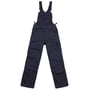 Mascot Newark Overall i mørk marine, vist fra front med alle detaljer som seler, smæklomme og lårlomme, mørkeblå arbejdsdragt.