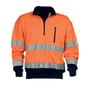 Kansas EN471 sweatshirt i orange med marine detaljer, kort lynlås og reflekterende sikkerhedsstriber.